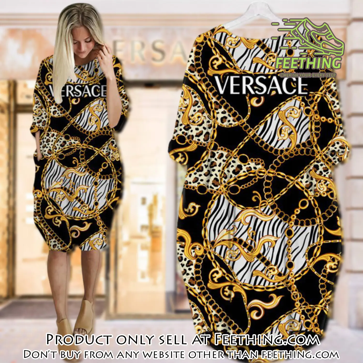 Gianni versace black gold batwing pocket dress luxury brand for women pd083 ft4835384